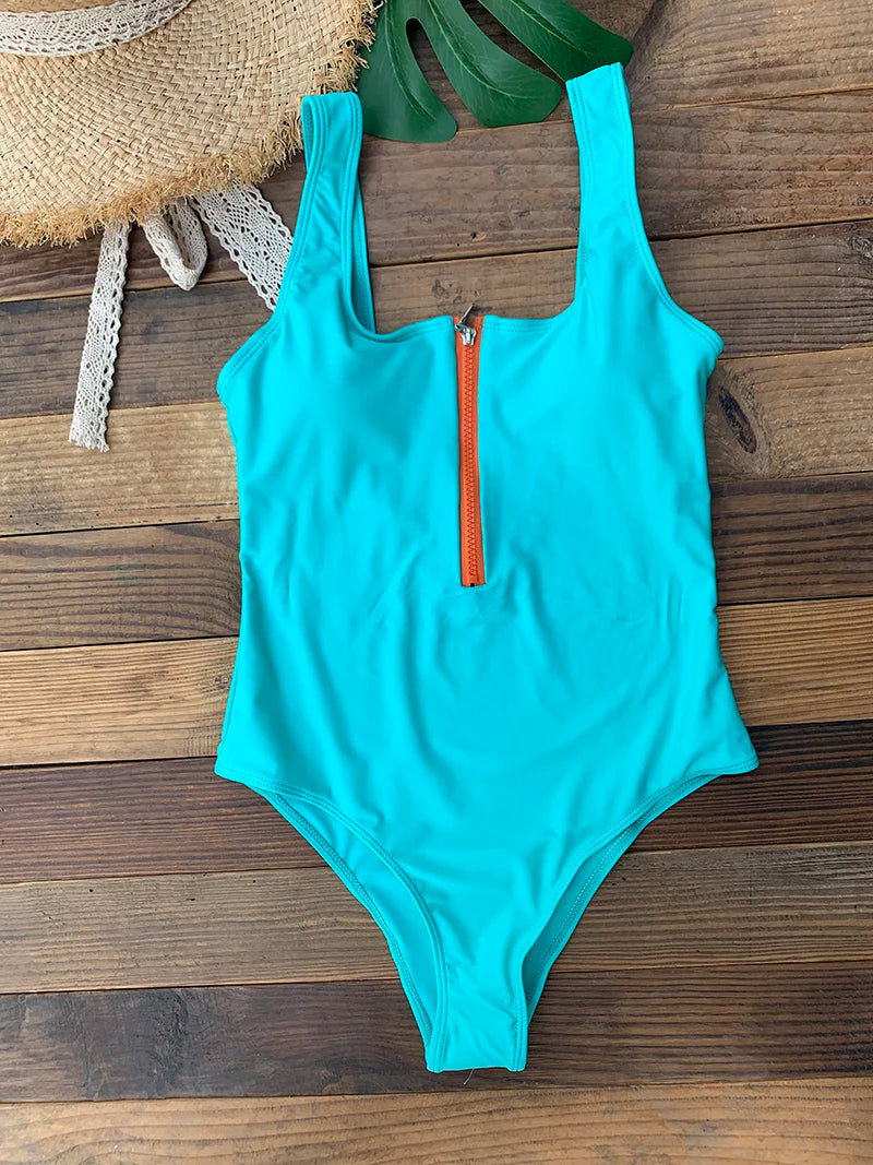 Maillot de Bain 1 Pièce Femme – Zip et Dos Nu