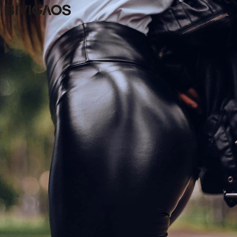 Legging Femme – Effet Cuir PU