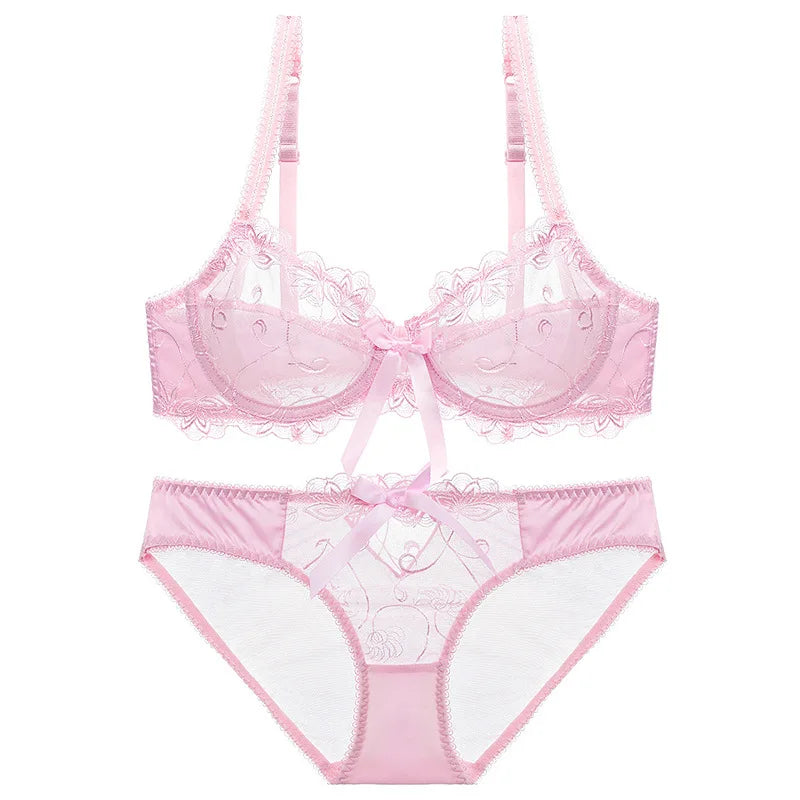 Ensemble Lingerie Femme – Dentelle Brodée Transparente