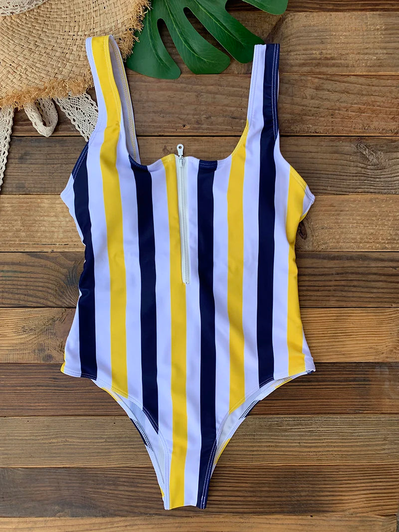 Maillot de Bain 1 Pièce Femme – Zip et Dos Nu