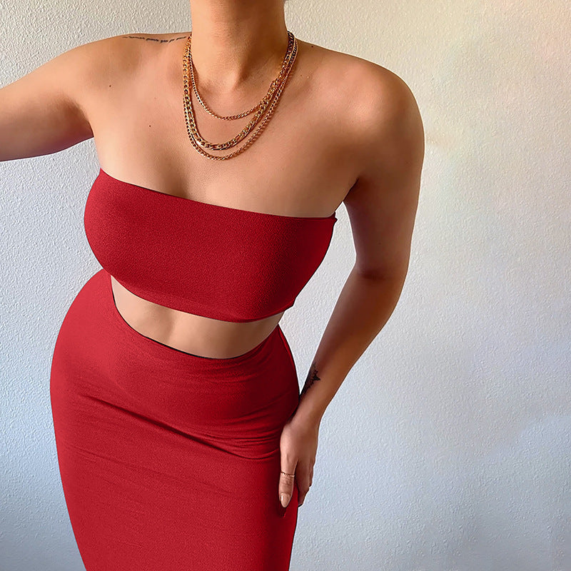 Ensemble 2 Pièces Femme – Bustier et Robe Longue Moulante