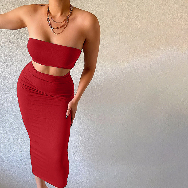 Ensemble 2 Pièces Femme – Bustier et Robe Longue Moulante