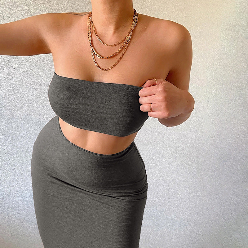 Ensemble 2 Pièces Femme – Bustier et Robe Longue Moulante