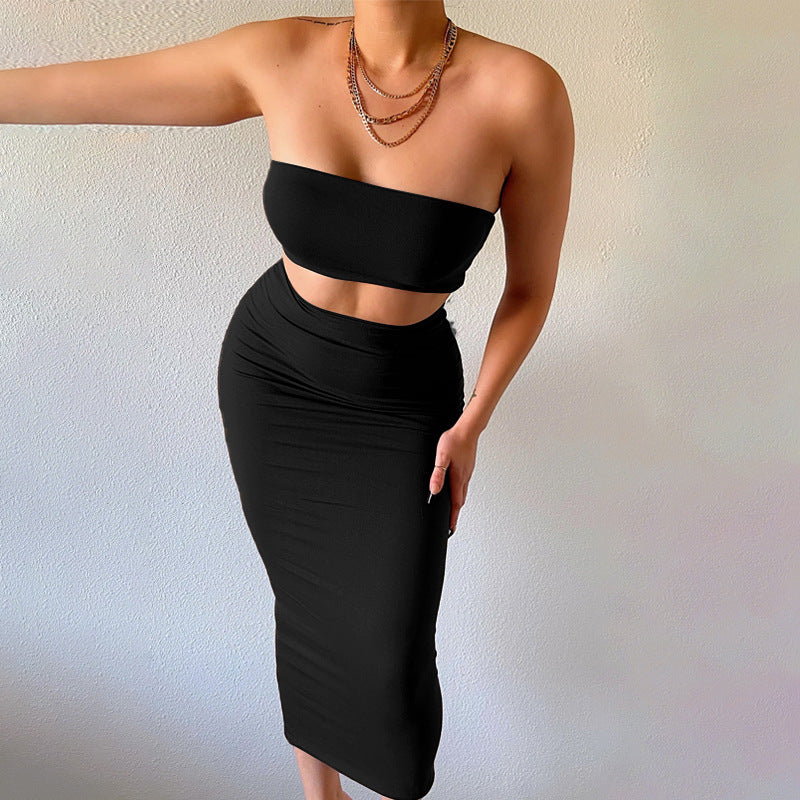 Ensemble 2 Pièces Femme – Bustier et Robe Longue Moulante