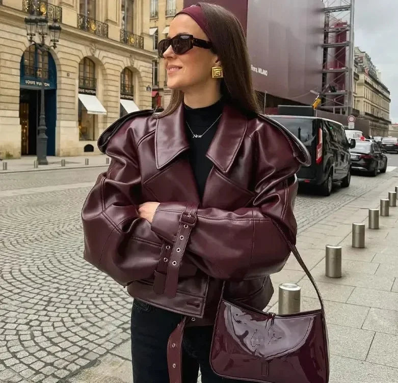 Veste Rétro Femme – Similicuir PU