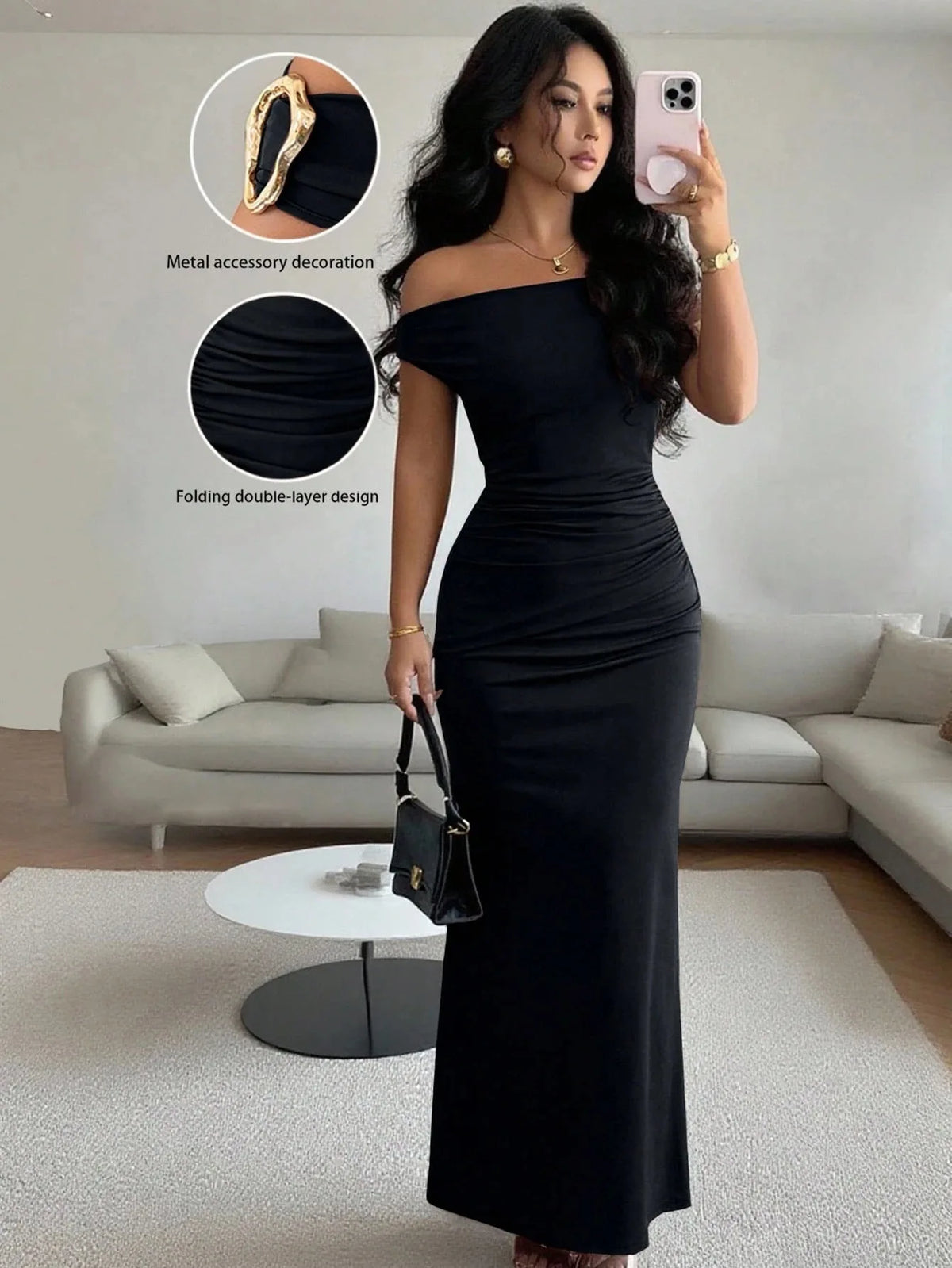 Robe Longue de Soirée Femme – Épaules Dénudées