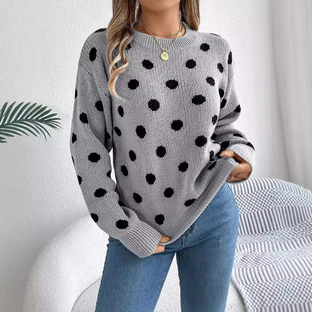 Pull à Pois Femme – Maille et Motifs Contrastés