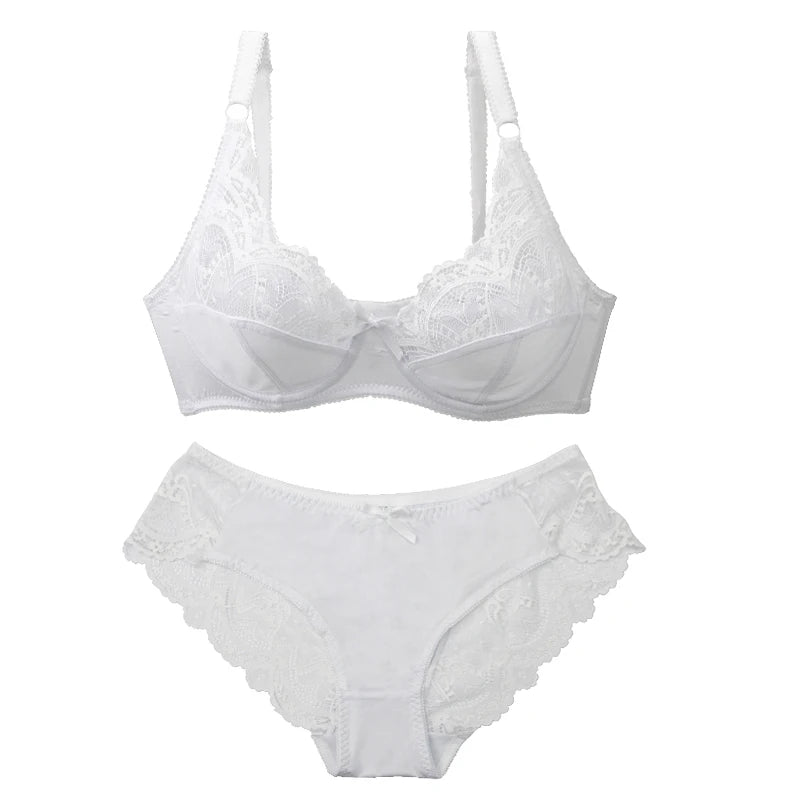Ensemble Lingerie Femme – Push-Up à Nœud en Dentelle et Culotte