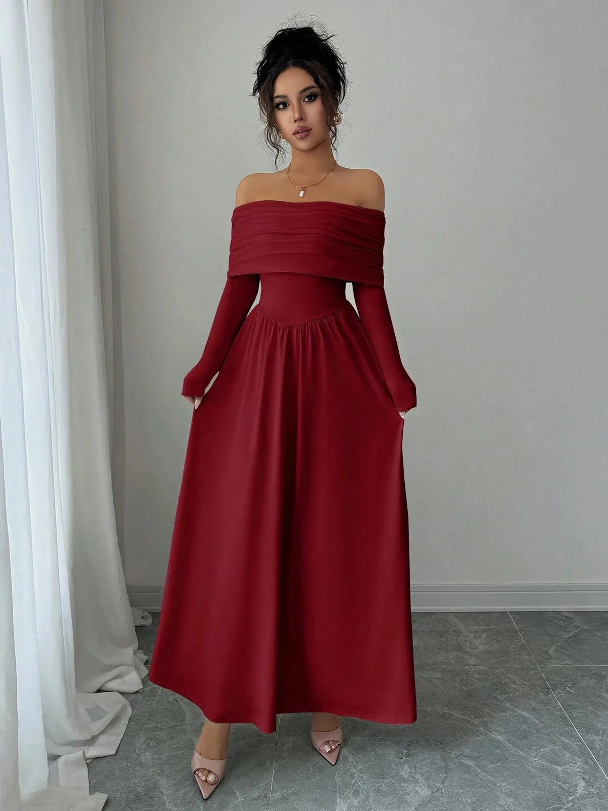 Robe Longue Trapèze Femme – Taille Cintrée
