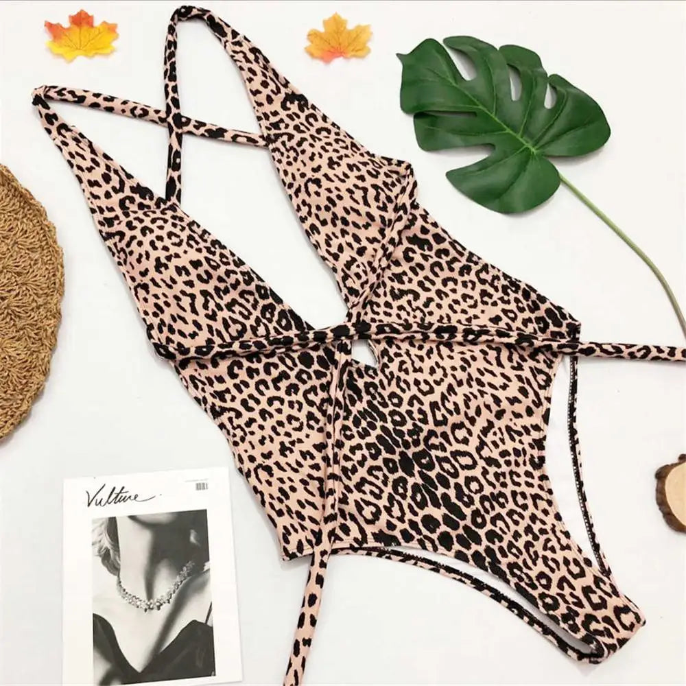 Maillot de Bain 1 Pièce Femme – Léopard et Décolleté V