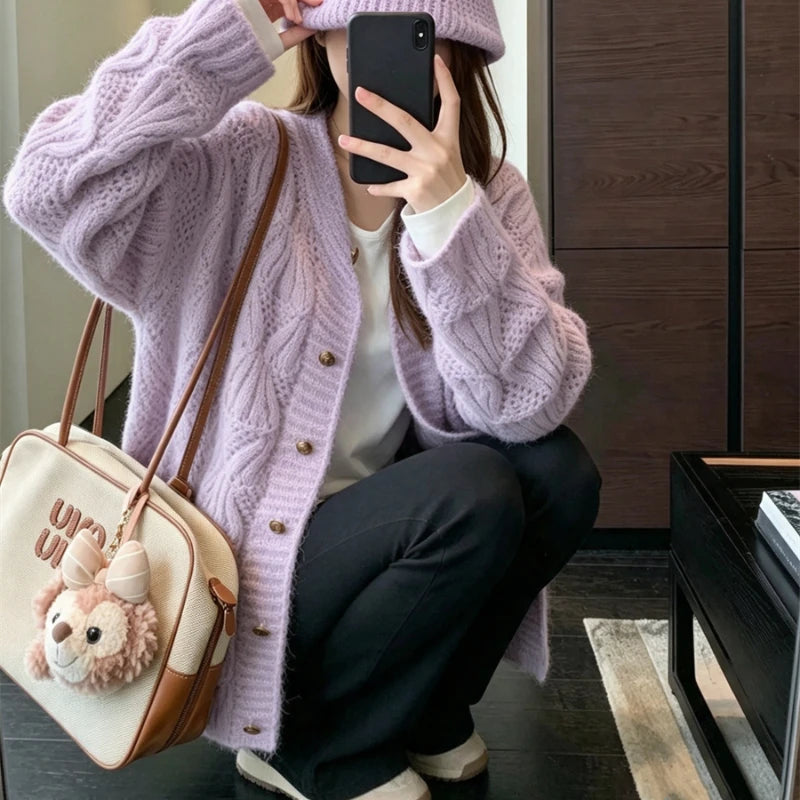 Cardigan en Maille Femme – Style Coréen Chic