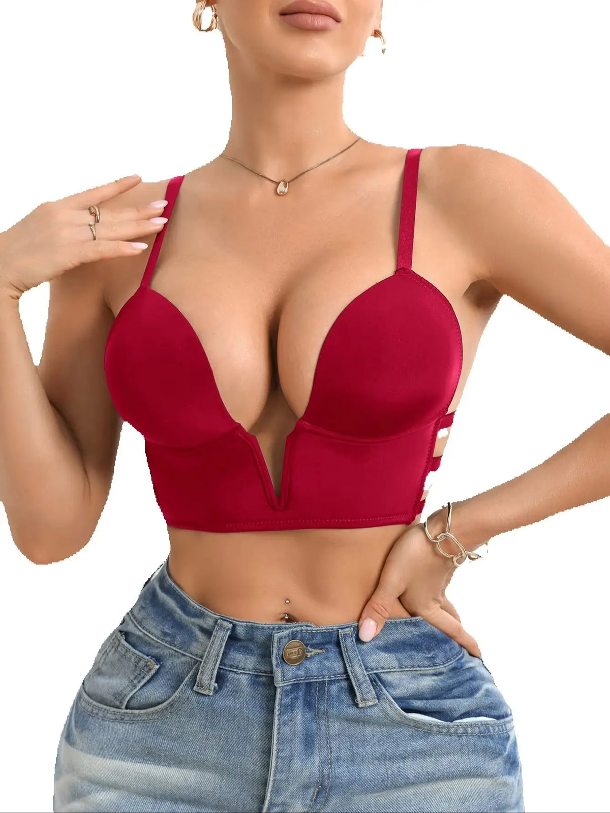 Soutien-Gorge Push-Up Femme – Plongeant et Sans Couture