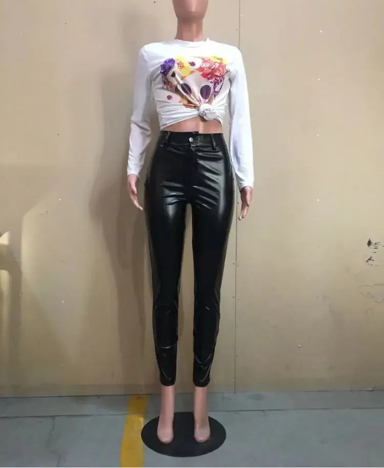 Legging Crayon Femme – Similicuir Taille Haute