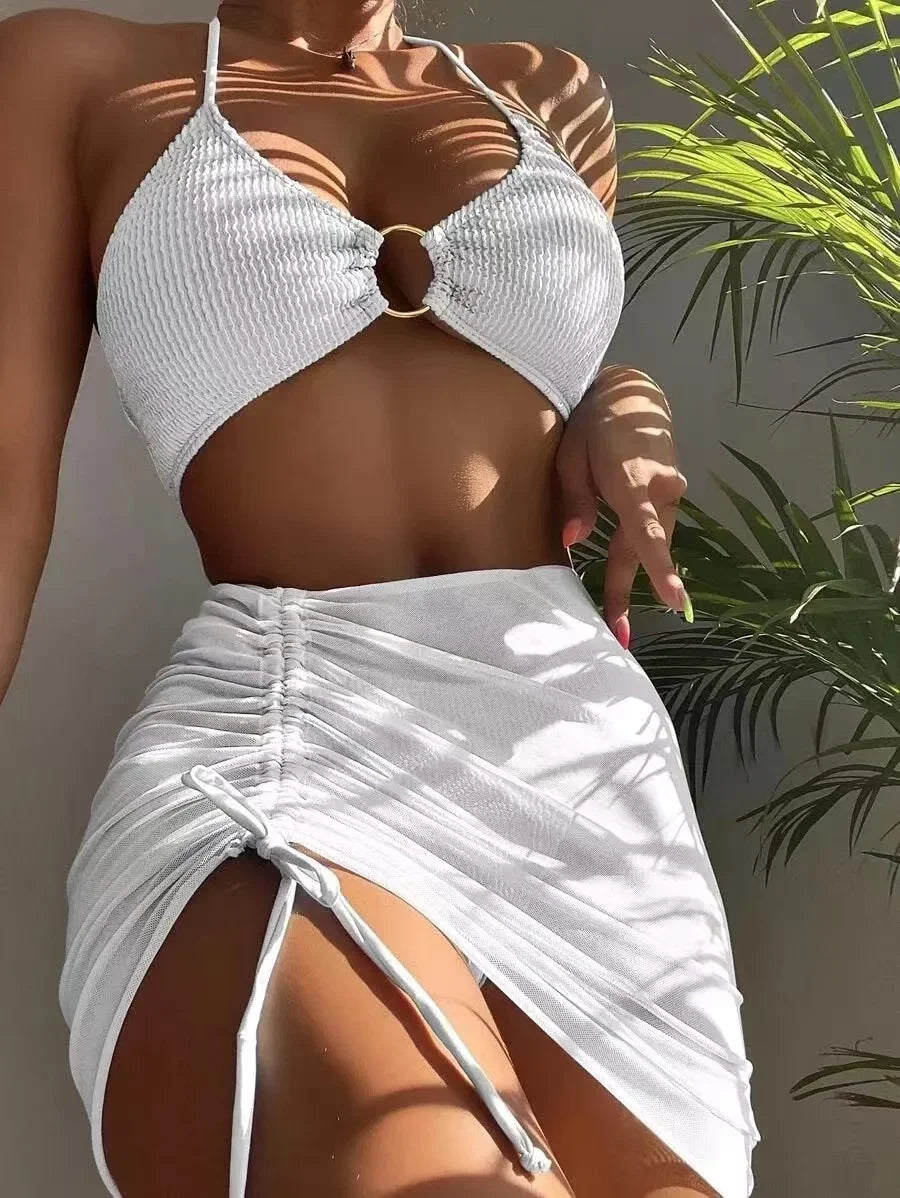 Maillot de Bain Femme 3 Pièces – Maille et Col Licou