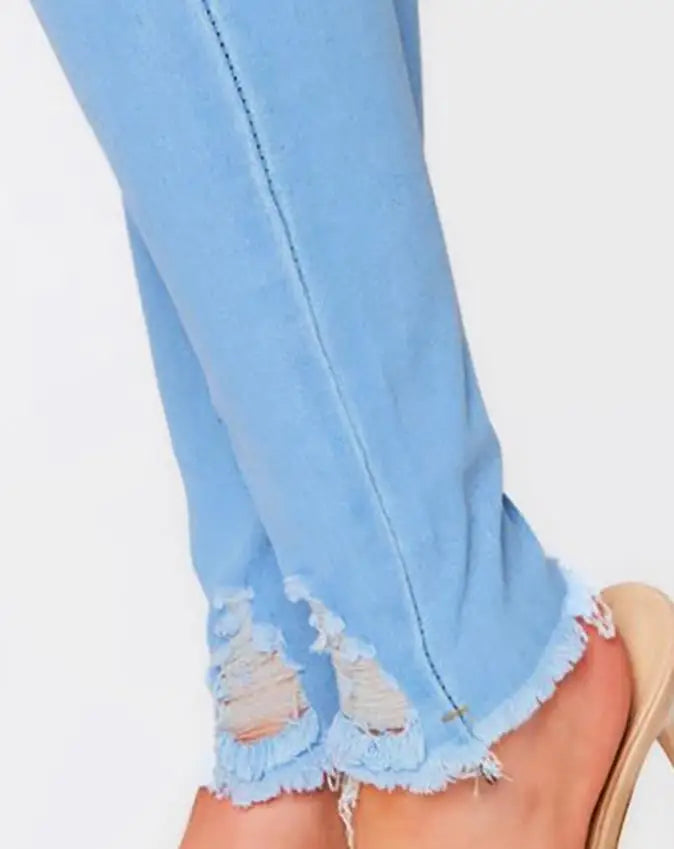 Jean Déchiré Femme – Taille Haute et Coupe Décontractée