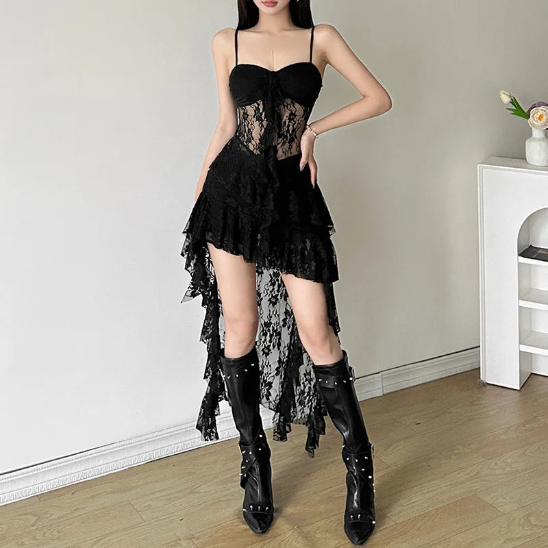 Robe Longue Asymétrique Femme – Dentelle