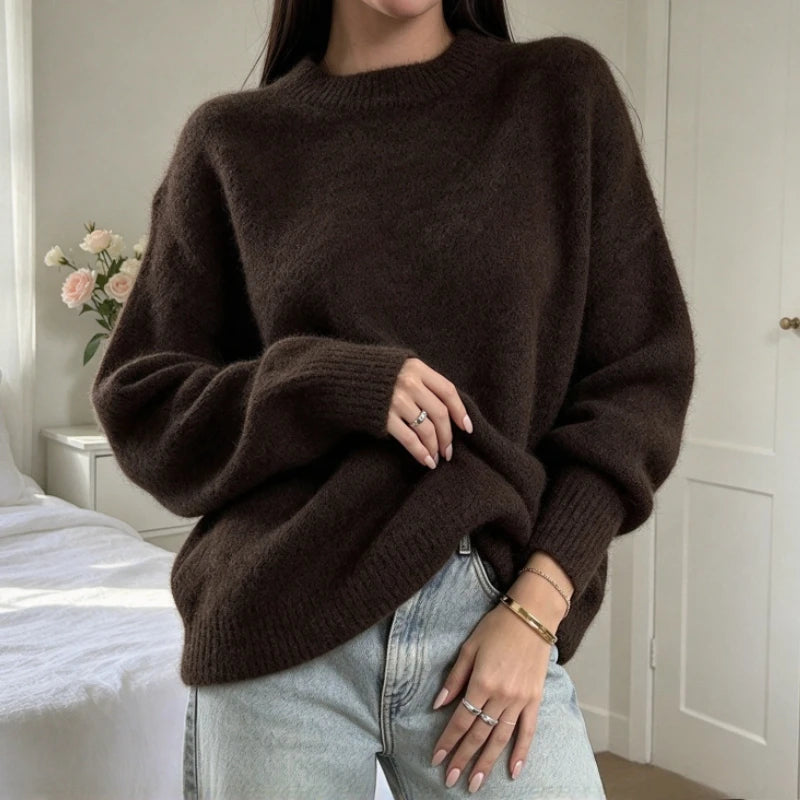 Pull en Maille Épaisse Femme – Doux et Col Rond