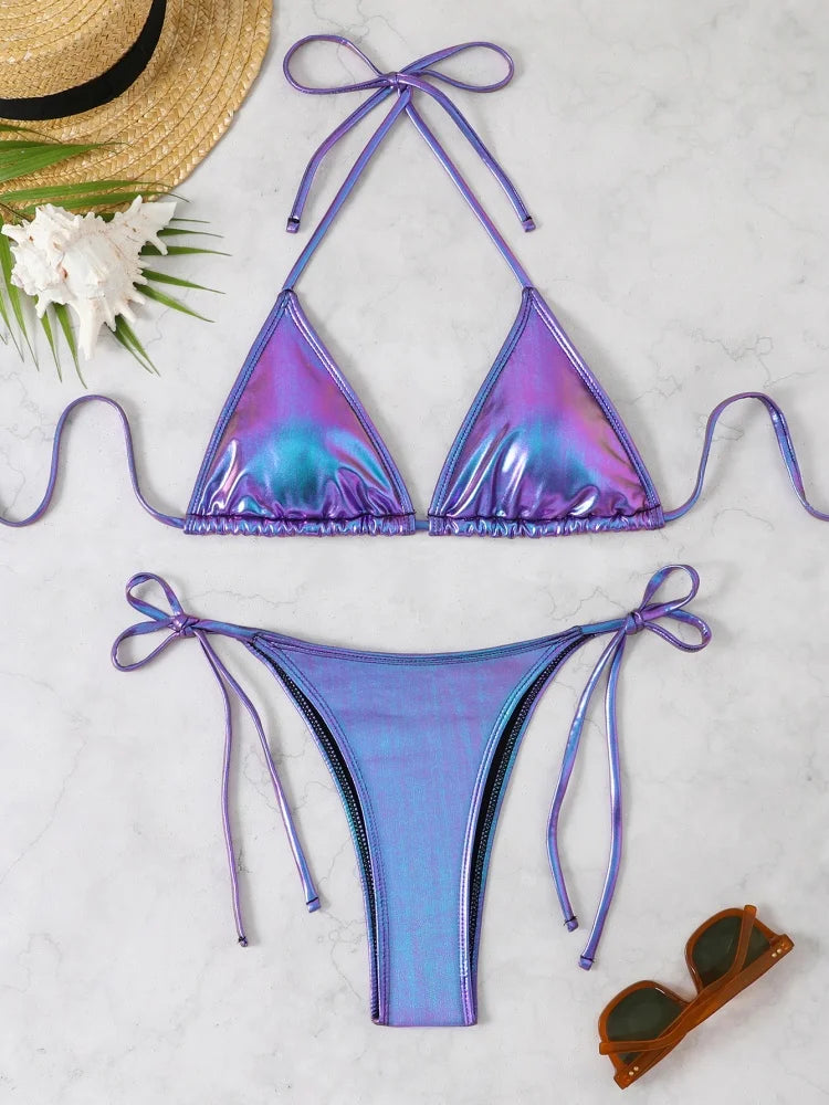Bikini 2 Pièces Femme – Brillant et Ajustable