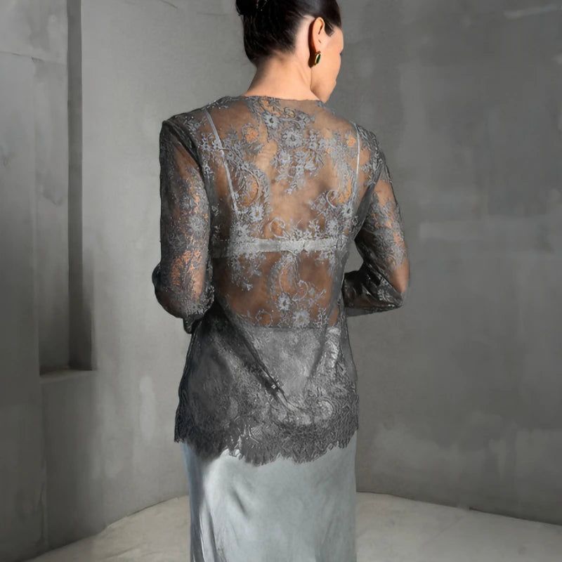 Haut en Dentelle Transparente Femme – Style Chic