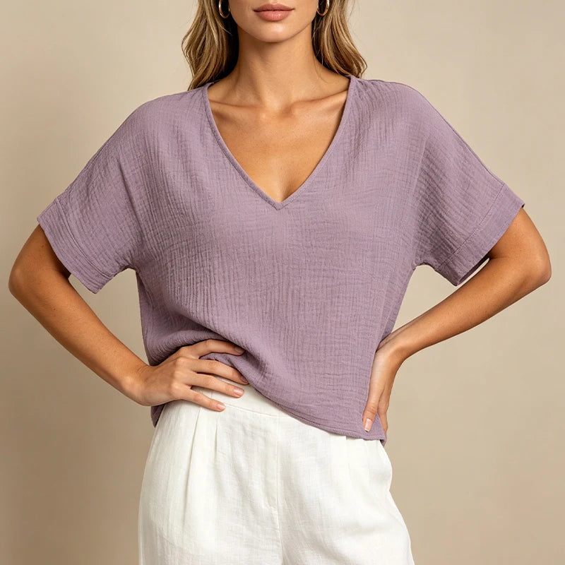T-Shirt Chic Femme – Mousseline de Coton