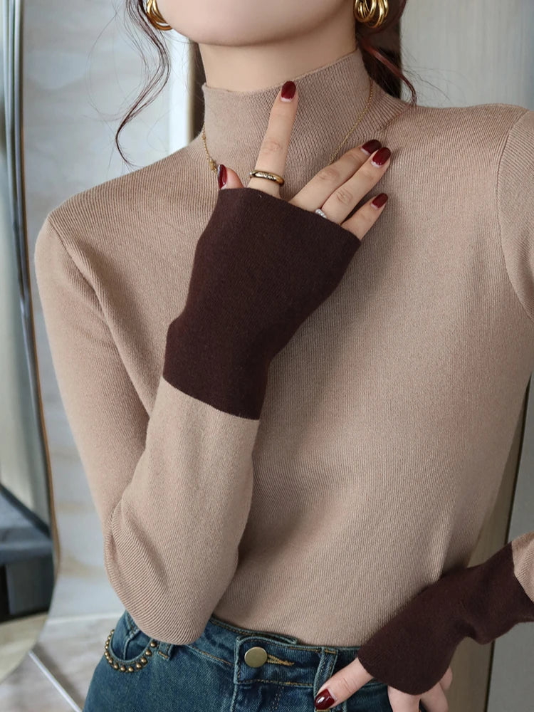 Pull en Maille Douce Femme – Col Semi-Montant Chic