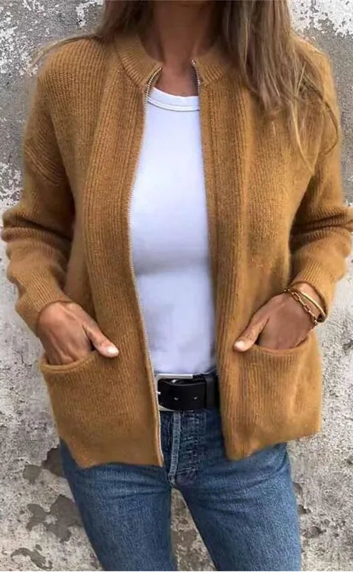 Cardigan Zippé Femme – Maille Unie