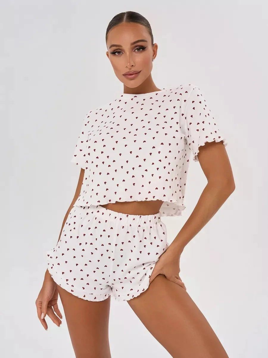 Pyjama d’Été Femme – Imprimé Cœurs