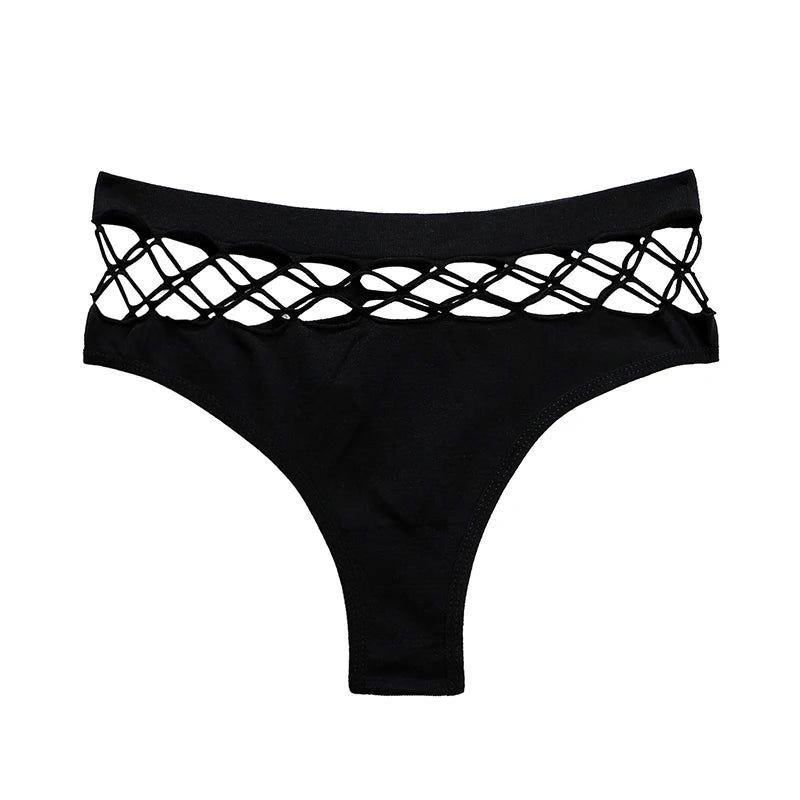 String Taille Haute Femme – Maille Ajourée Sans Couture