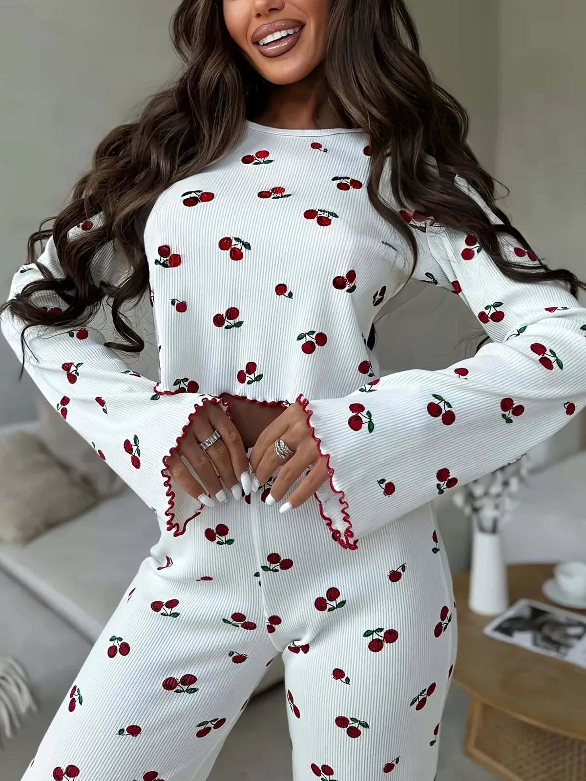 Pyjama à Cerises Femme – Ensemble 2 Pièces Style Y2K