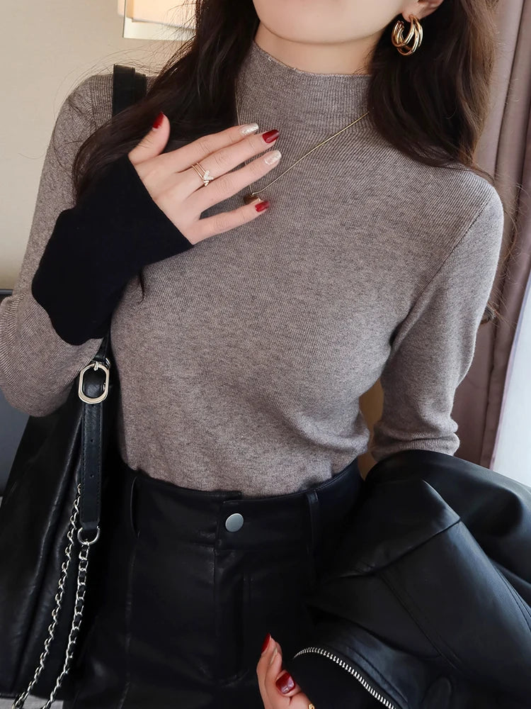 Pull en Maille Douce Femme – Col Semi-Montant Chic