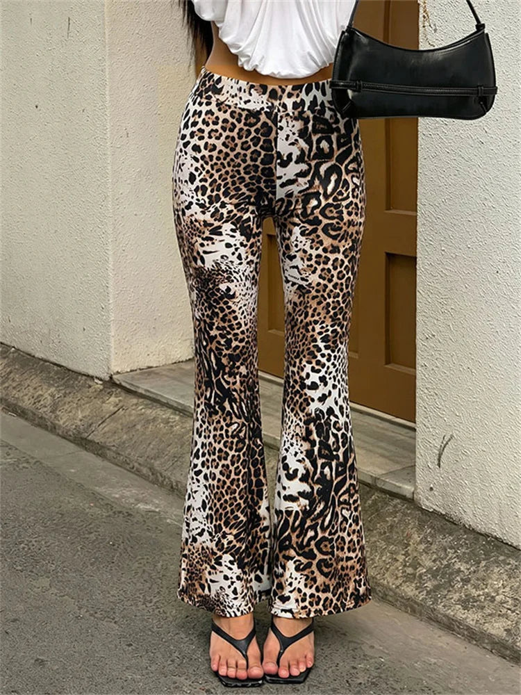 Pantalon Femme Évasé à Taille Élastique