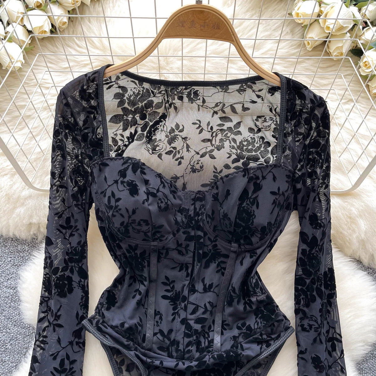 Body Femme – Motifs Floraux Floqués