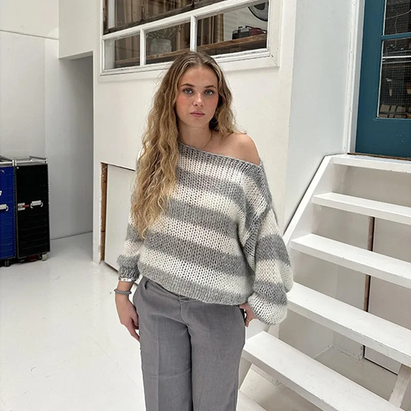 Pull Rayé Vintage Femme – Maille et Col Rond