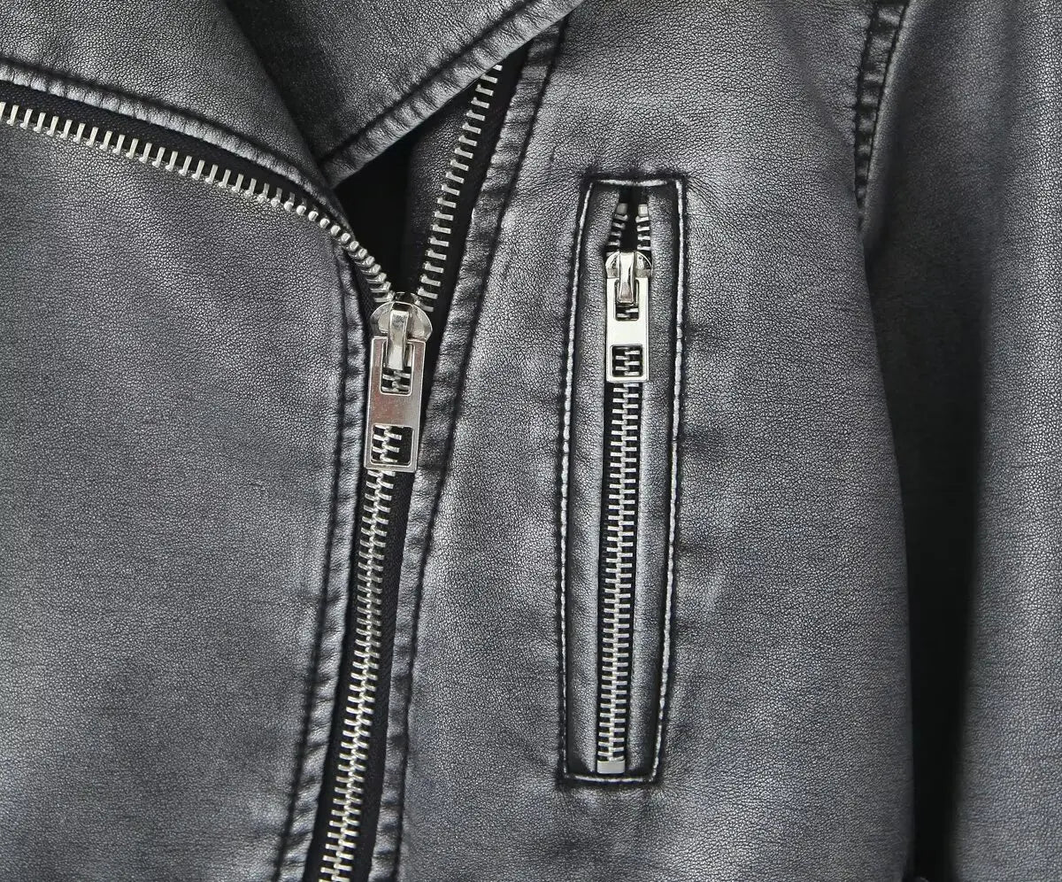 Veste Similicuir Femme – Revers et Fermeture Zippée