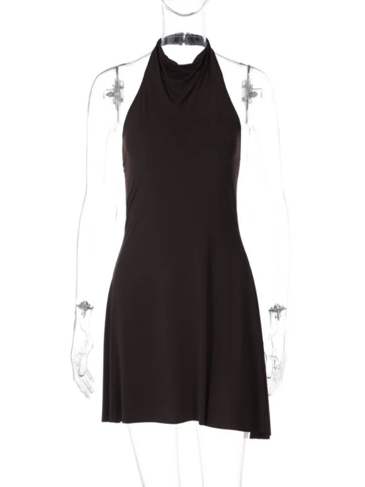 Robe femme marron moulante asymétrique dos nu