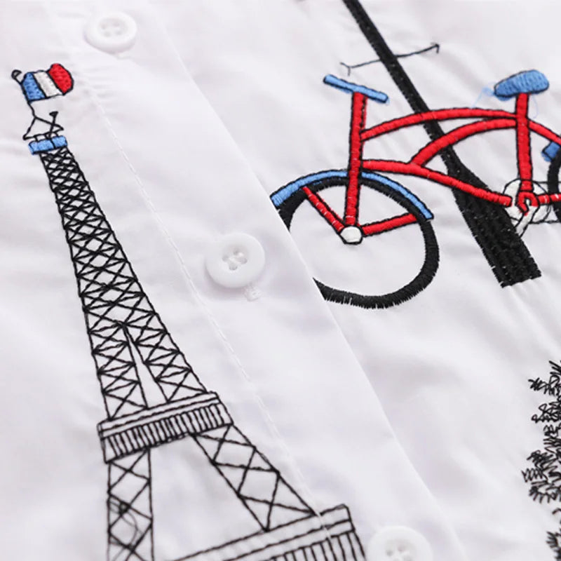 Chemisier Blanc Femme – Broderie Tour Eiffel