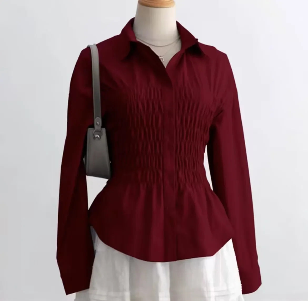 Chemisier Rayé Femme – Taille Froncée et Col Élégant