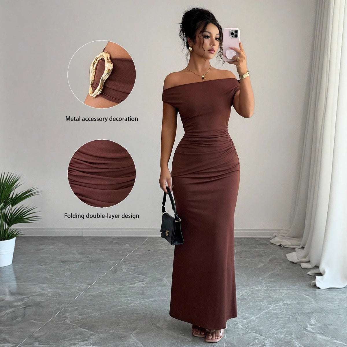 Robe Longue de Soirée Femme – Épaules Dénudées