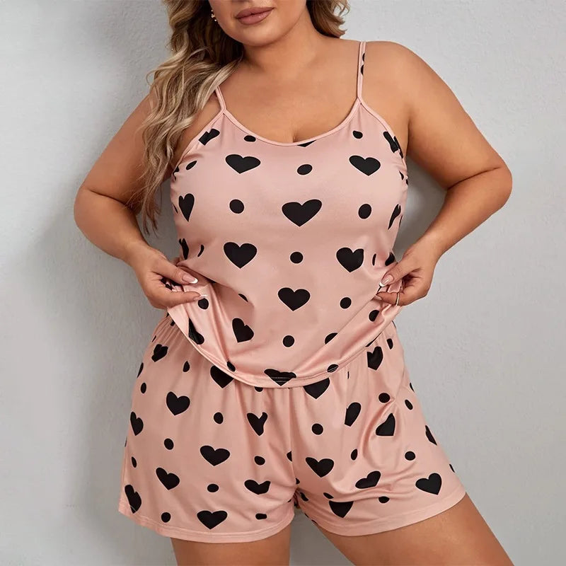 Pyjama Ample 2 Pièces Femme – Haut Court et Short Imprimé