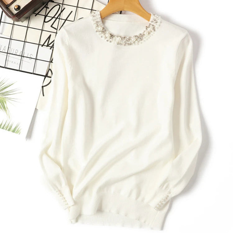 Pull Bicolore en Maille Femme – Manches Longues