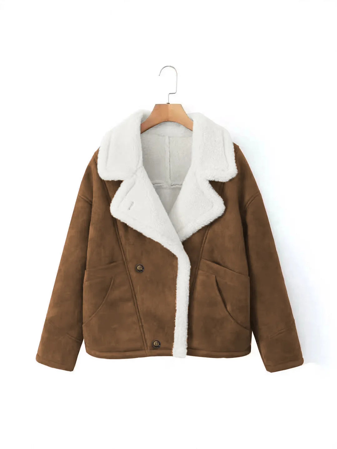 Veste Rétro Femme – Effet Laine d’Agneau et Patchwork