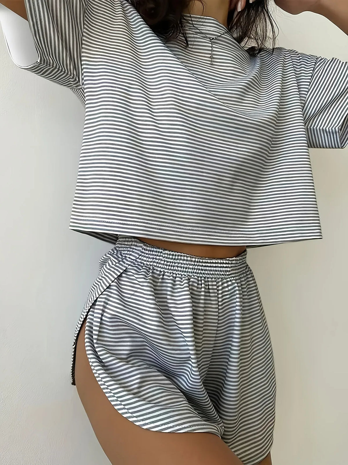 Pyjama Court Rayé Femme – Ensemble 2 Pièces d’Été