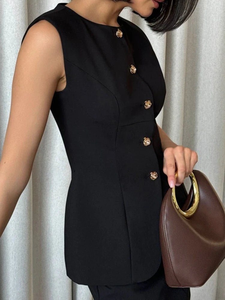 Ensemble 2 Pièces Noir Femme – Haut Sans Manches et Mini-Jupe