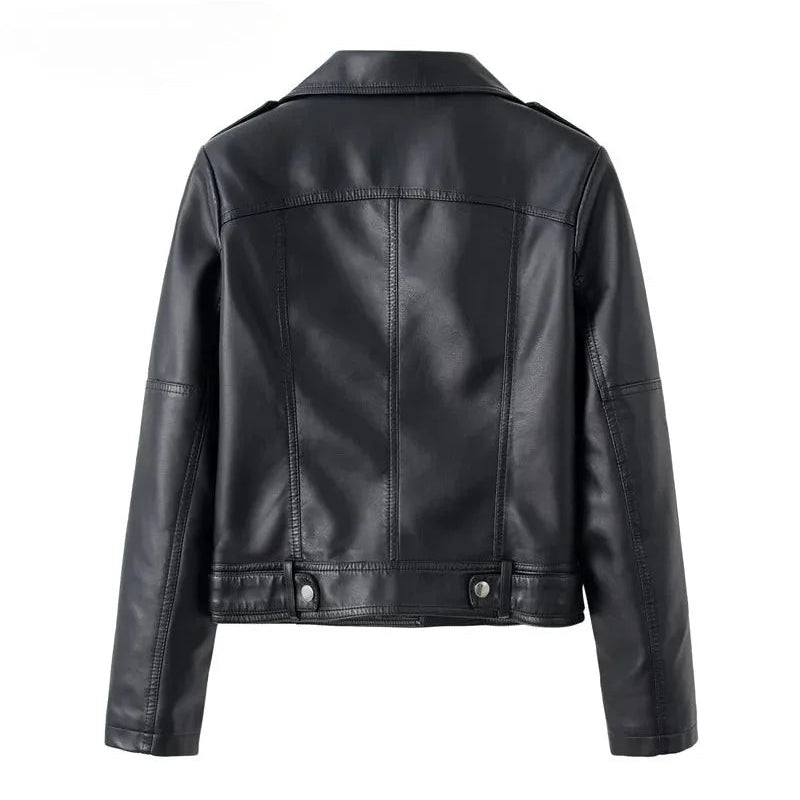 Veste courte femme en simili cuir style Y2K streetwear