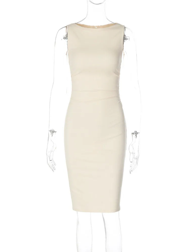 Robe Fourreau Femme Unie Sans Manches