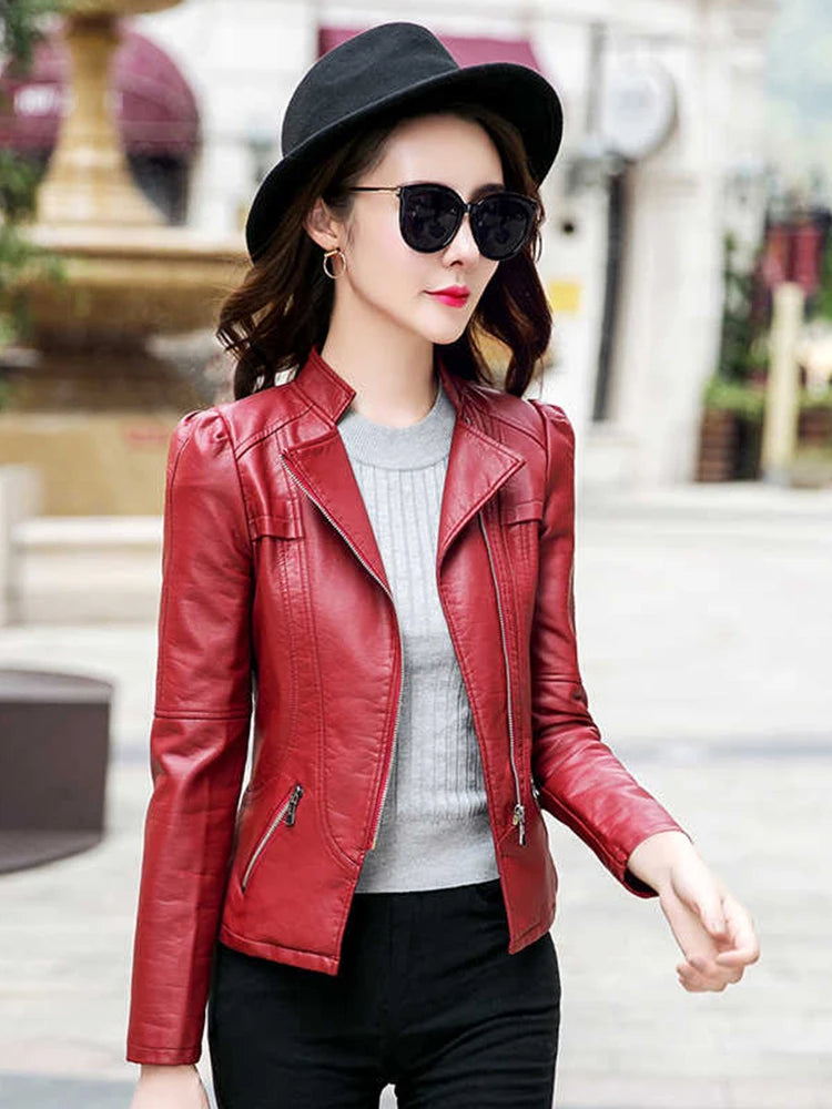 Veste femme en simili cuir zippée