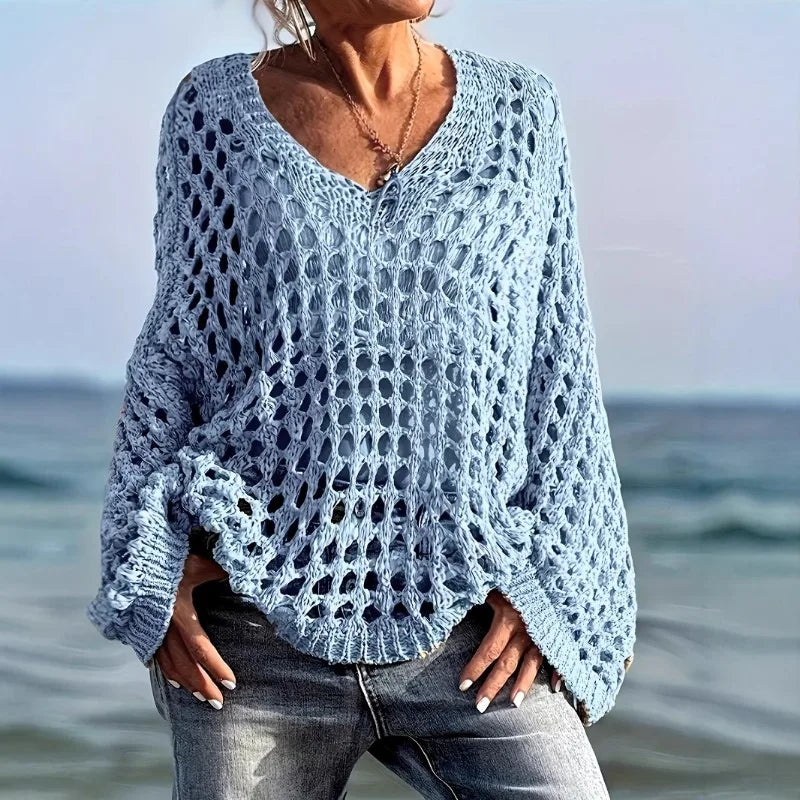 Chemisier d’Été Femme – Maille Ajourée