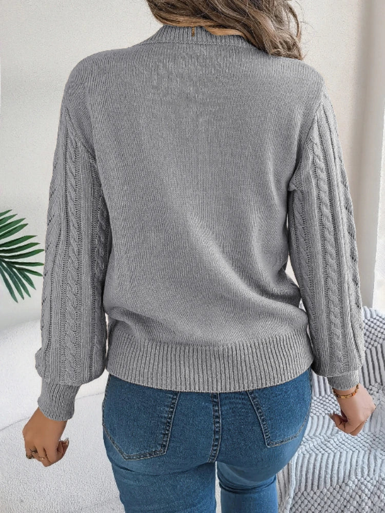 Pull Ajouré Femme – Maille Torsadée et Manches Lanterne