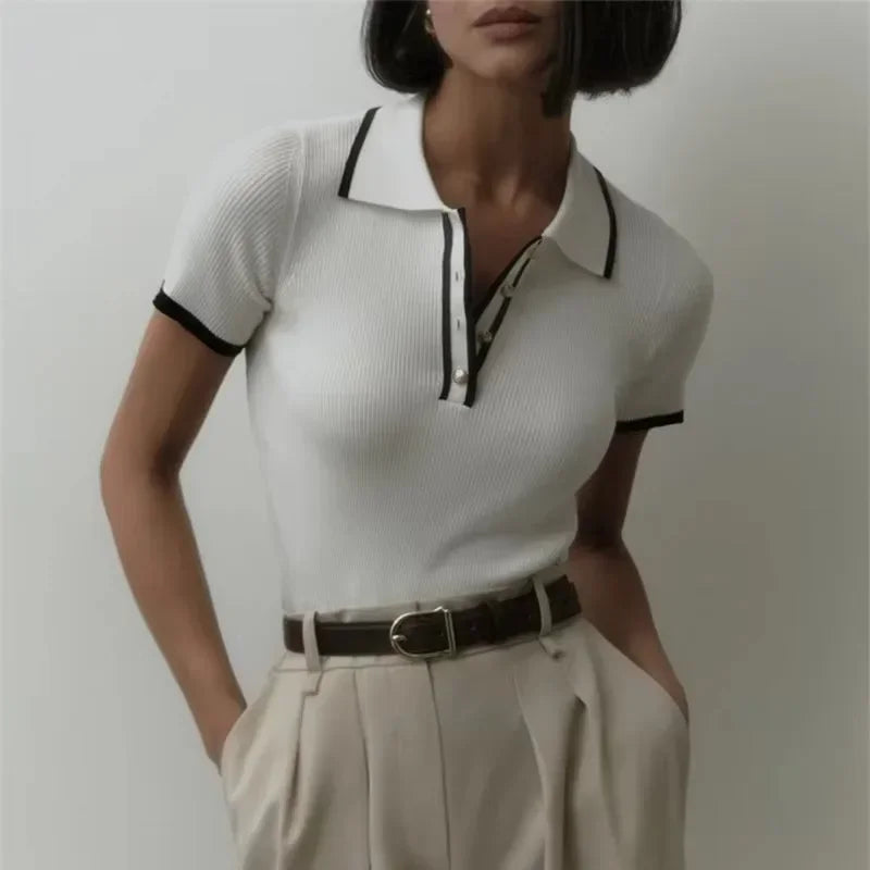 Pull Femme – Col et Manches Courtes