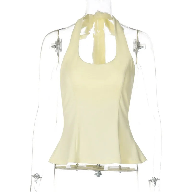 Débardeur Court Moulant Femme – Dos Nu Lacé